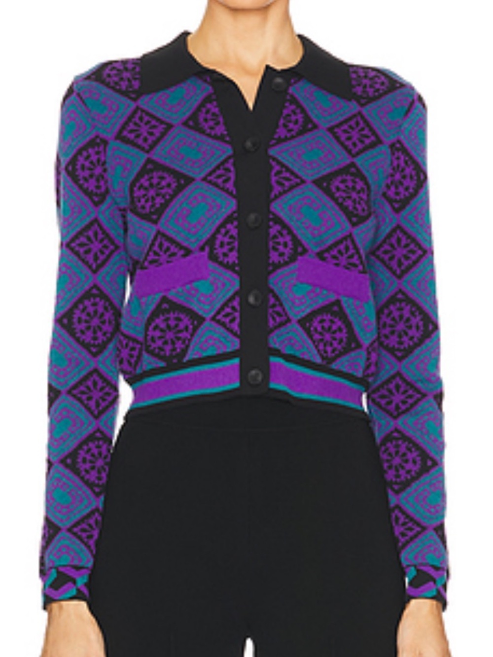 Diane von Furstenberg Petey Cardigan in Paper Cut Geometric Print Size L